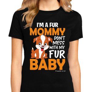 Fur Mommy Black Short Sleeve Cotton T-Shirts